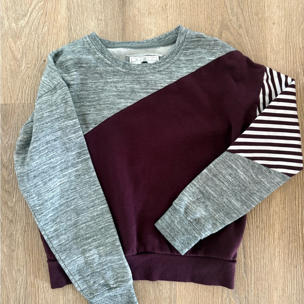 Reflex Gray and Burgundy Colorblock Sweatshirt